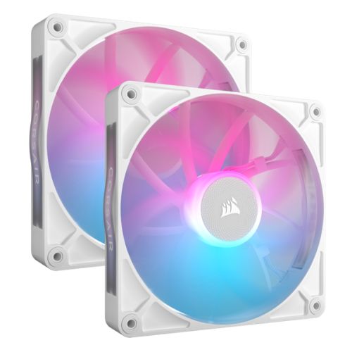 Corsair iCUE LINK RX140 RGB 14cm PWM Case Fans (2 Pack), 8 ARGB LEDs, Magnetic Dome Bearing, 1700 RPM, iCUE LINK Hub Included, White Corsair iCUE LINK RX140 RGB 14cm PWM Case Fans (2 Pack), 8 ARGB LEDs, Magnetic Dome Bearing, 1700 RPM, iCUE LINK Hub Included, White